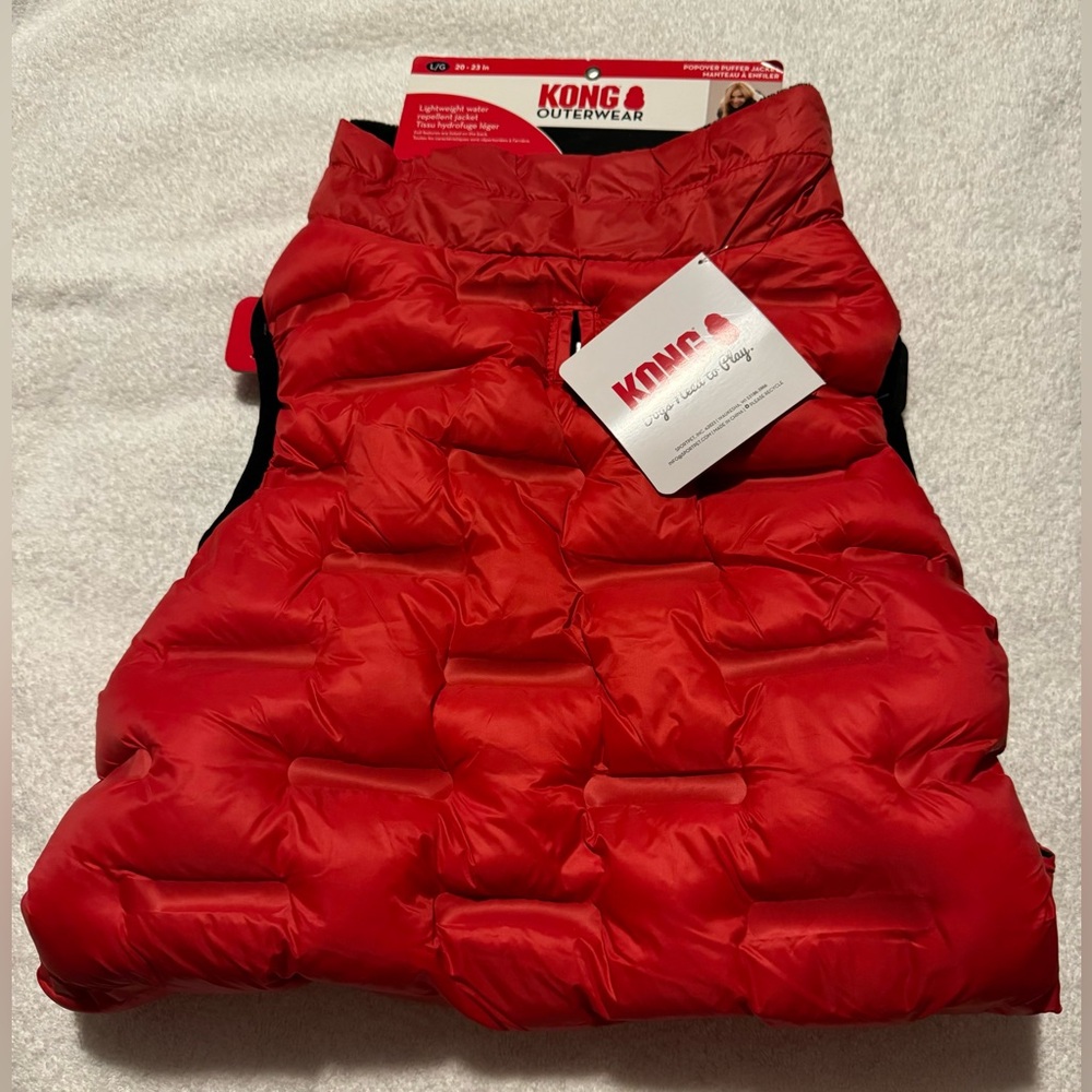 #1603 - KONG Red & Black Quilted Parachute Popover Puffer Jacket for Dogs